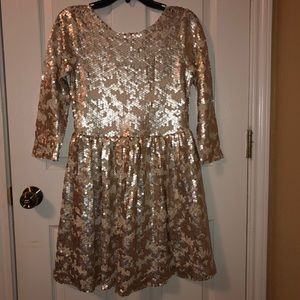GB Gold shiny dress. 3/4 long sleeve.